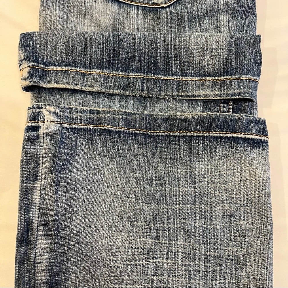 Vintage Industrial Cotton Embroidered Distressed Flare Bootcut Denim Jeans SZ 5 - Picture 11 of 16